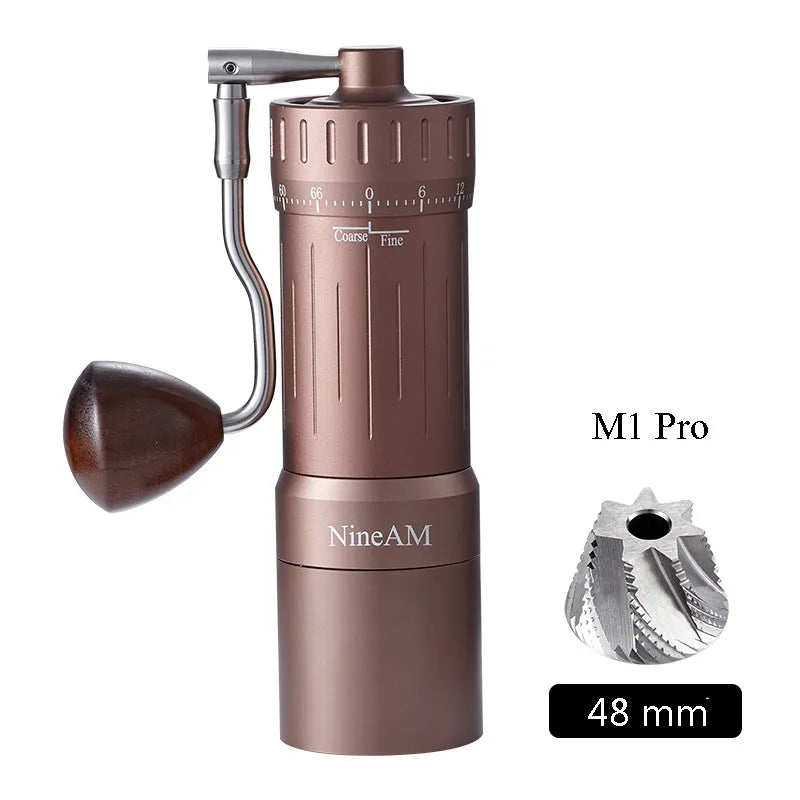 Manuelle Kaffeemühle M1/Pro 2024 – 48 mm Edelstahl-Kegelmahlwerk, Espresso Handmühle