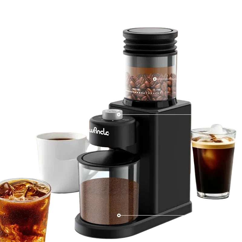 Elektrische Kaffeemühle mit konischem Mahlwerk, 25-Gang-Kaffeebohnen-Mahlmaschine für Espresso, French-Press, leicht zu reinigen, mit Bürste