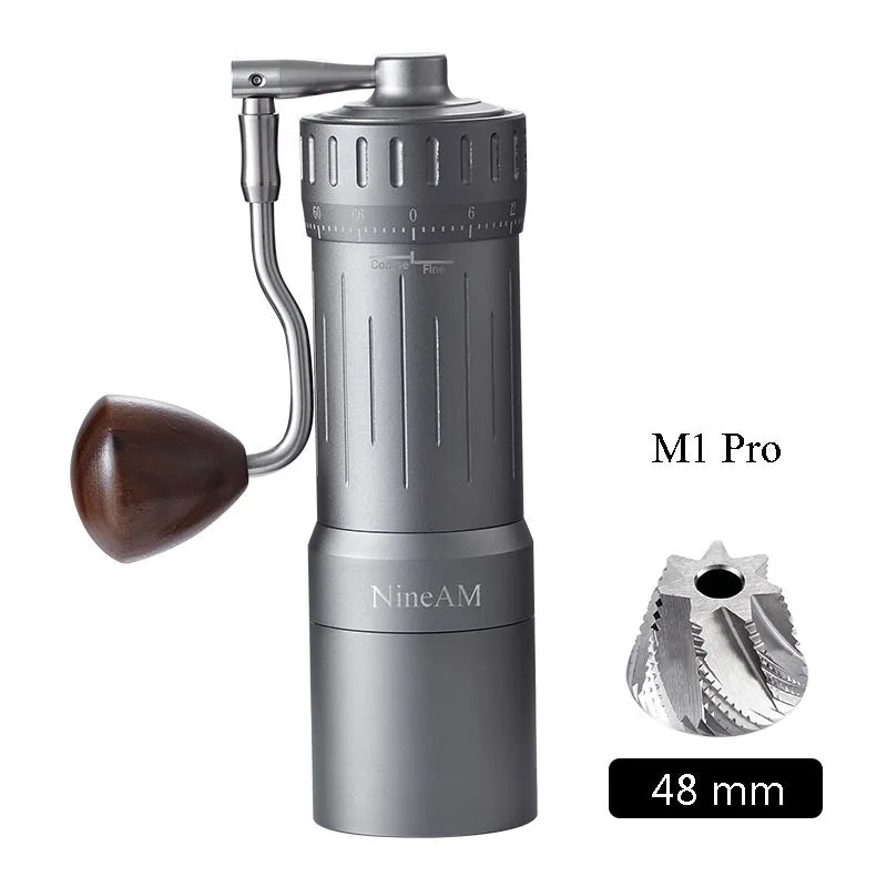 Manuelle Kaffeemühle M1/Pro 2024 – 48 mm Edelstahl-Kegelmahlwerk, Espresso Handmühle