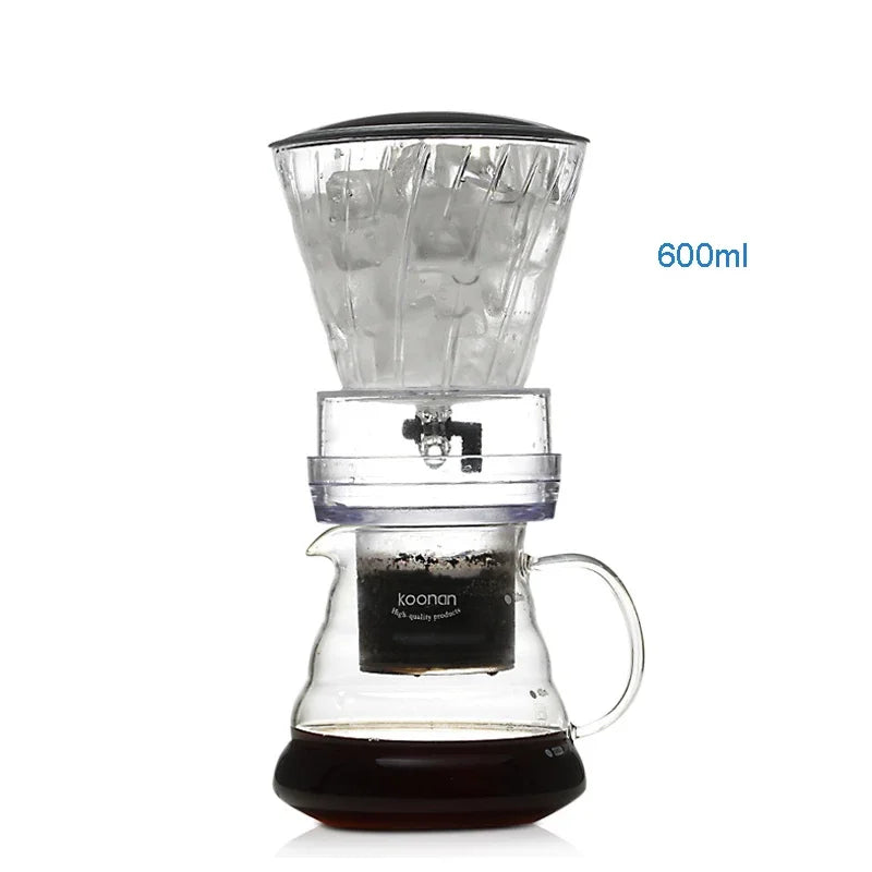 Kaffee Dripper Karaffe aus Glas mit Edelstahlfilter – Wiederverwendbare Tropfkaffeemaschine für Cold Brew & Eiskaffee