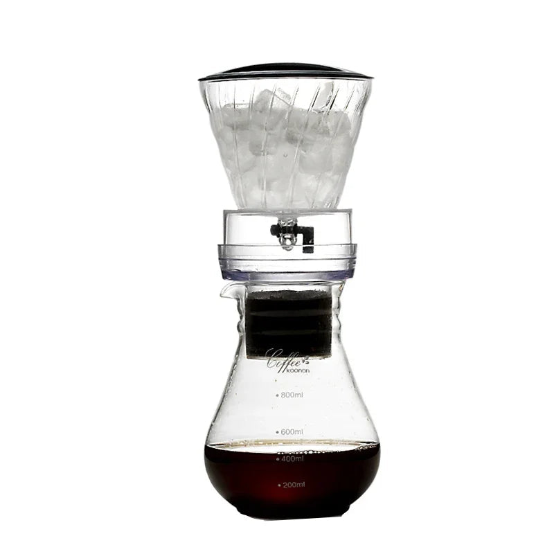 Kaffee Dripper Karaffe aus Glas mit Edelstahlfilter – Wiederverwendbare Tropfkaffeemaschine für Cold Brew & Eiskaffee