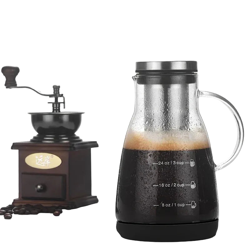 24 oz Cold Brew Kaffeekanne aus Glas – Manuelle Übergieß Eiskaffeemaschine