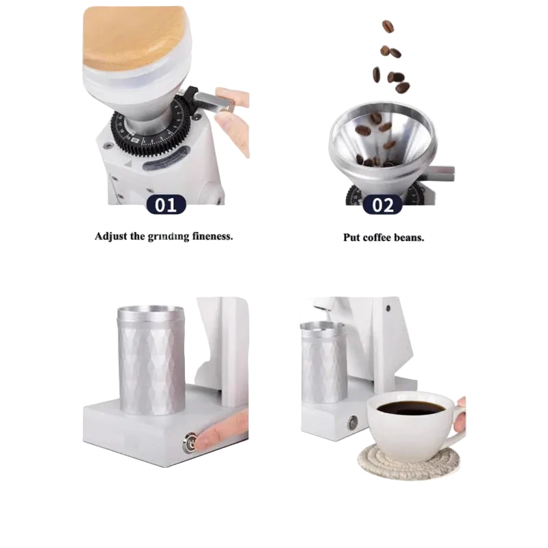Elektrische Kaffeemühle mit Kegelmahlwerk 450 g – Design Espressomühle mit Bohnenbehälter, 180 W