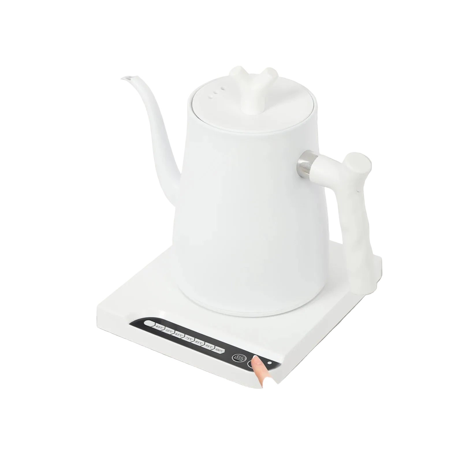 Elektrischer Schwanenhals-Wasserkocher 1,0 L – 1000 W, Temperaturregelung, Edelstahl 304 Pour-Over Kaffeekanne (Weiß)