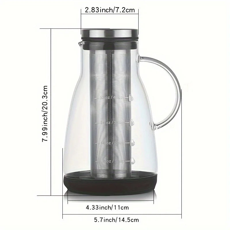24 oz Cold Brew Kaffeekanne aus Glas – Manuelle Übergieß Eiskaffeemaschine