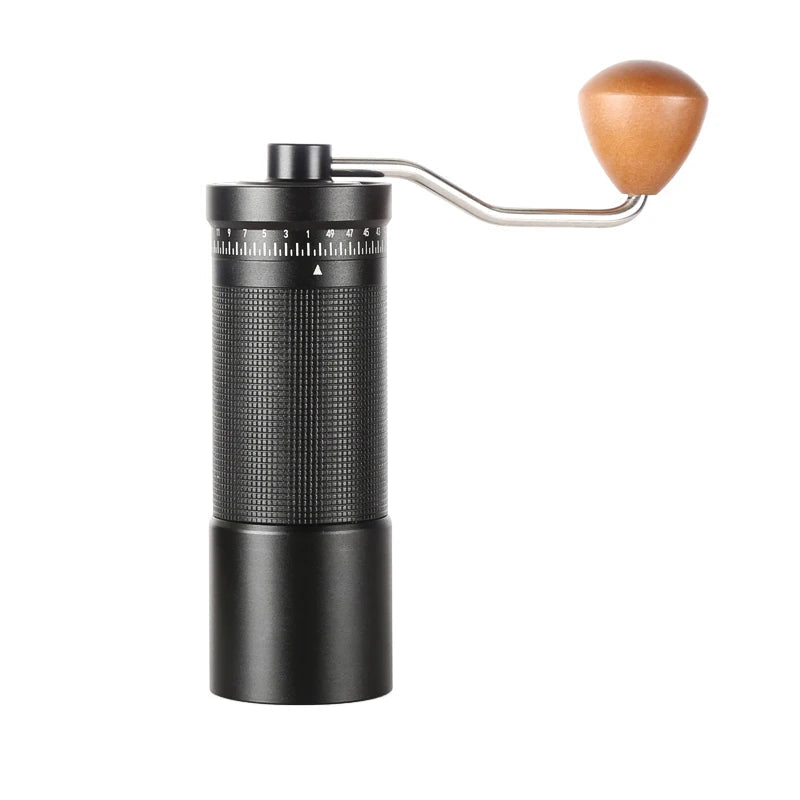 Manuelle Kaffeemühle mit 38 mm Edelstahl-Kegelmahlwerk – Aluminiumgehäuse, stufenlose Mahlgradeinstellung, tragbare Handmühle