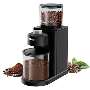 Elektrische Kaffeemühle mit konischem Mahlwerk, 25-Gang-Kaffeebohnen-Mahlmaschine für Espresso, French-Press, leicht zu reinigen, mit Bürste