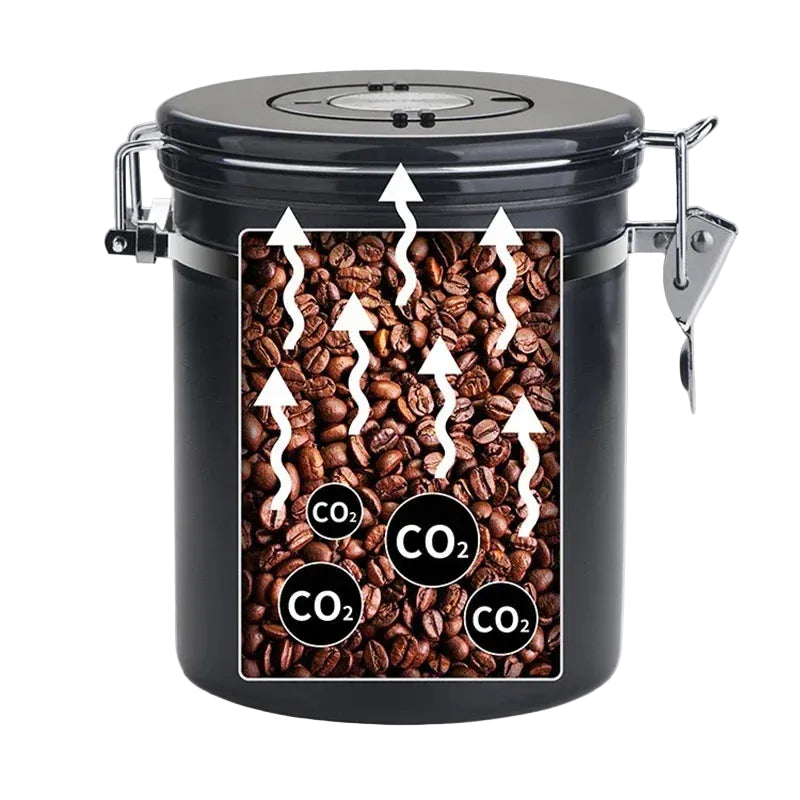 Luftdichter Kaffeebehälter aus Edelstahl 304 – 1,8 L Vorratsdose für Kaffeebohnen mit Messlöffel